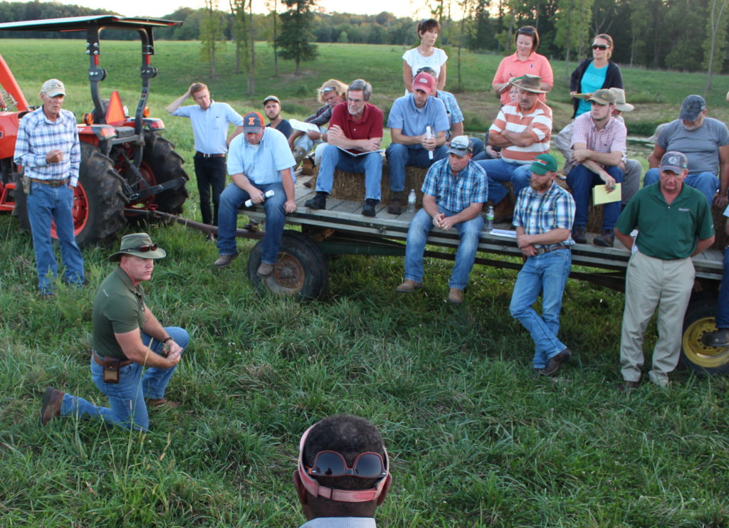 Allen Williams, seen here educating attendees of a field walk about adaptive grazing, is a Christian and former academic who has dedicated his life to helping farmers adopt regenerative practices.