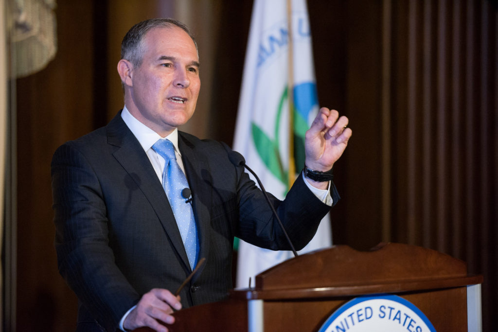 EPA Administrator Scott Pruitt standing at podium